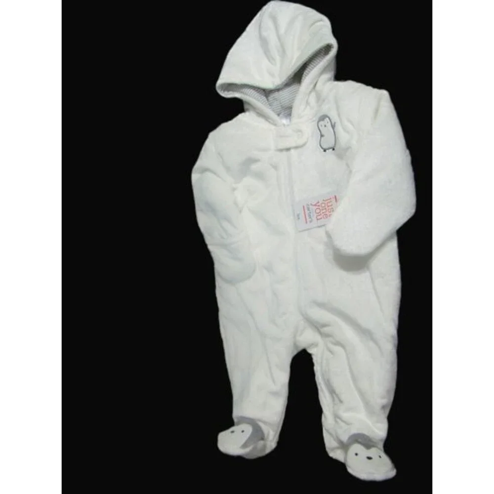 Carters Winter Bunting Snowsuit Baby 3m Pram Penguin Hooded One Piece Warm Soft